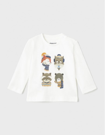 Cream L/S Fox T-Shirt 