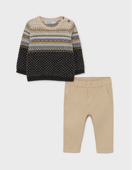 Hazelnut Jacquard Sweater & Pants Set