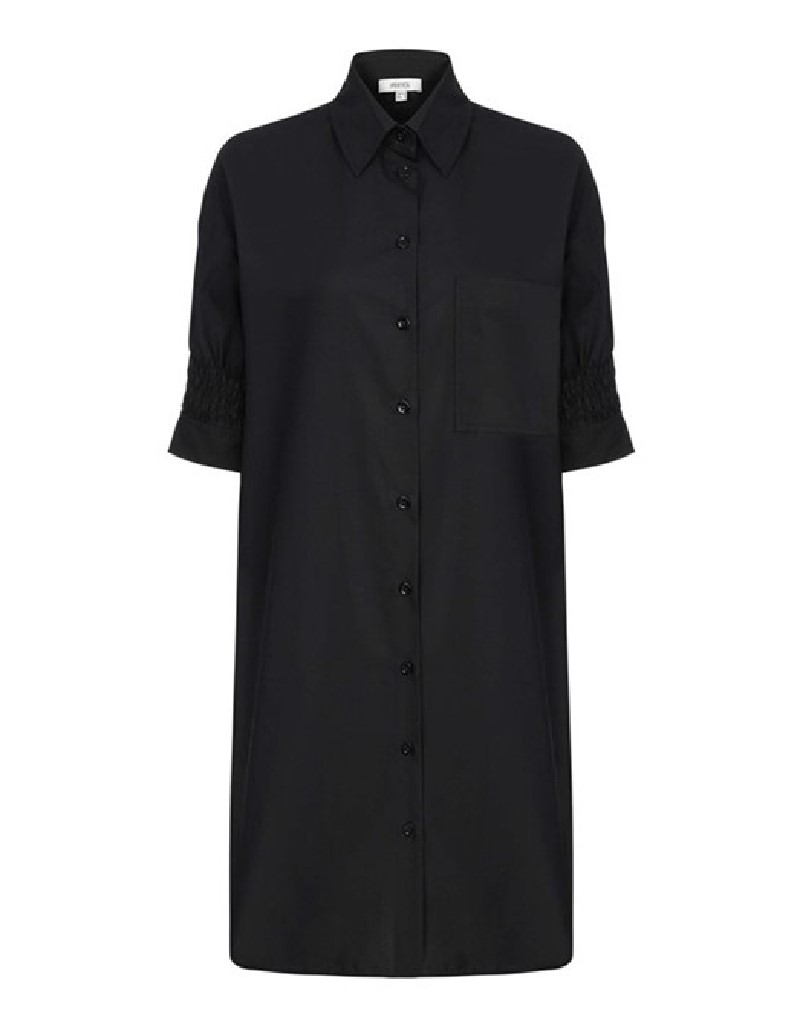 Black Cotton Shirt Dress