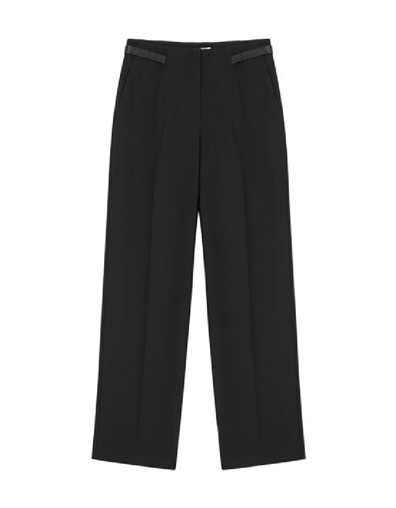 Black Faux Leather Detailed Trousers