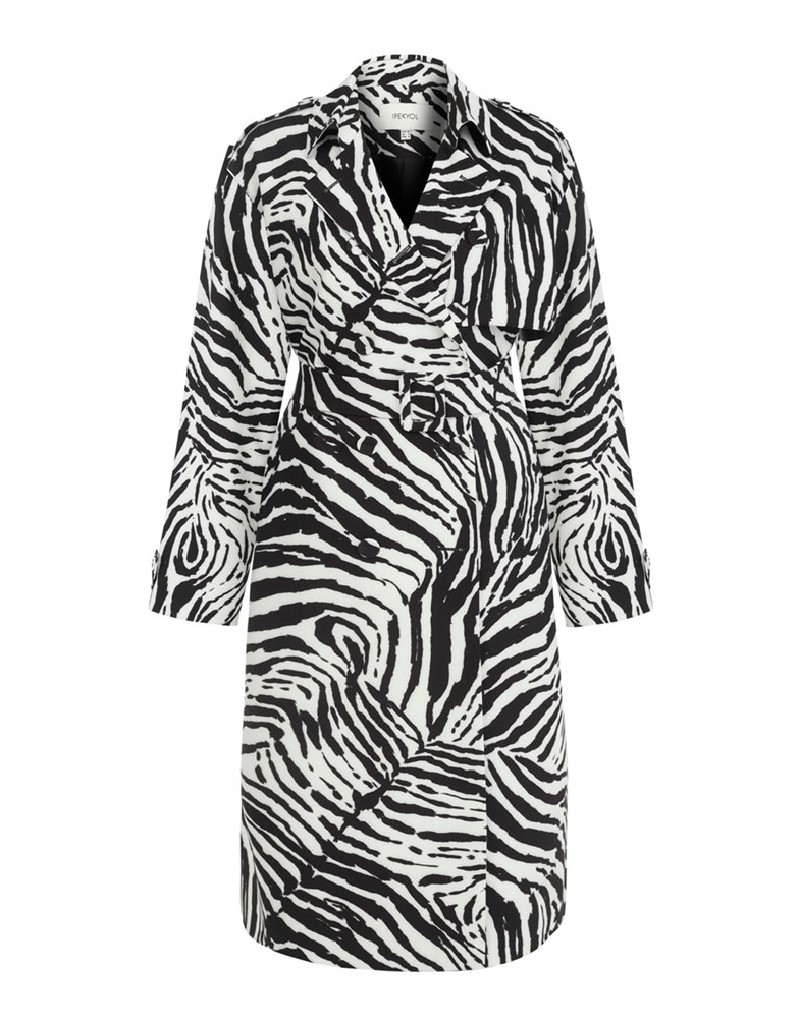 Black Zebra Pattern Trench Coat