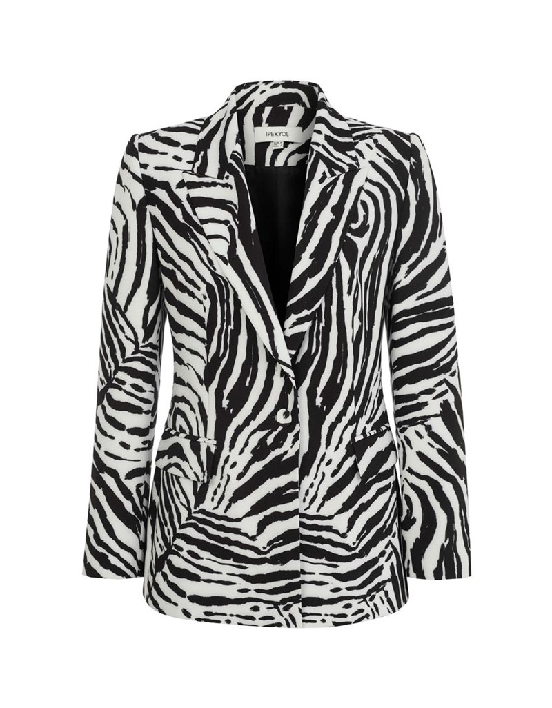Black Zebra Pattern Blazer