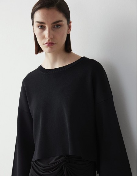 Black Two Piece Shiny Textured Dress