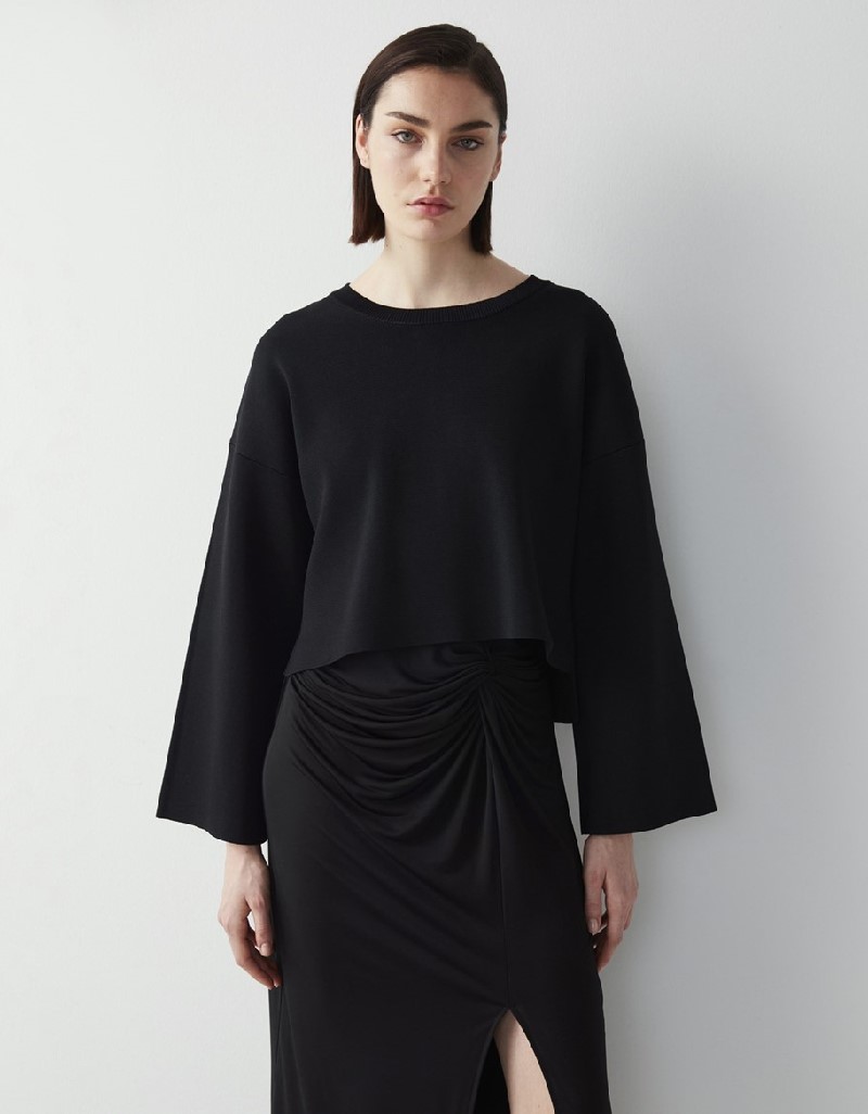 Black Two Piece Shiny Textured Dress