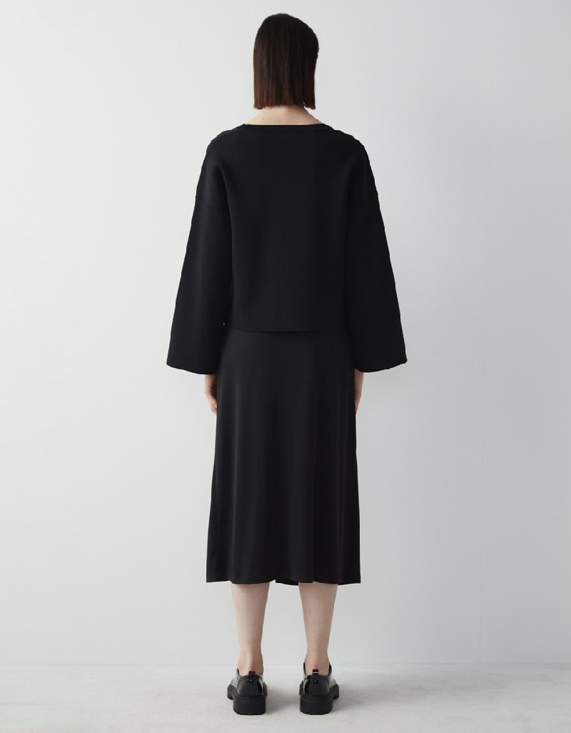 Black Two Piece Shiny Textured Dress