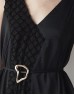 Black Fabric Mix Metal Accessories Dress
