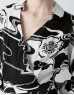 Black Floral Pattern Pleated Shirt Dress