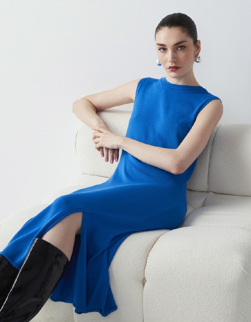 Blue Knitwear Dress