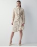 Beige Metal Accessory Flower Pattern Dress