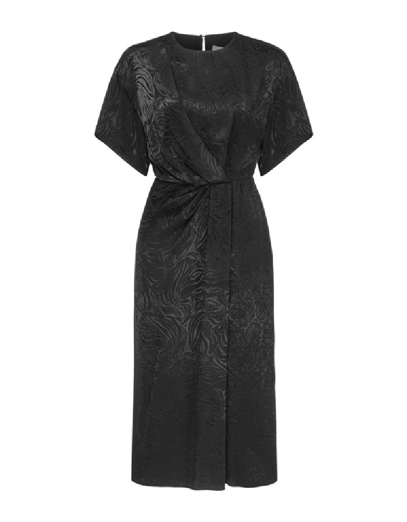 Black Shiny Jacquard Midi Dress
