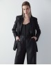 Black Shiny Textured Wide Leg Fit Trousers