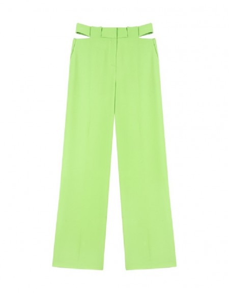 Bright Green Cutout Wide Leg Fit Trousers