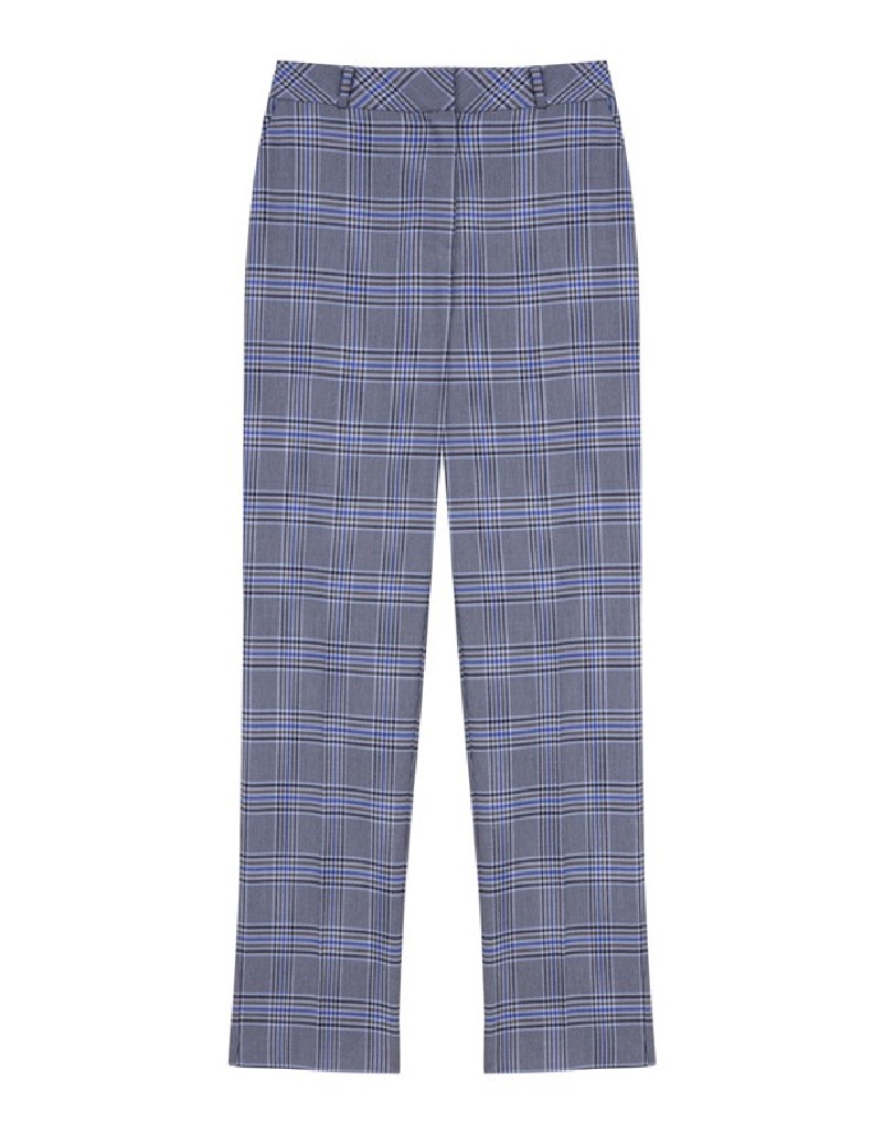 Blue Plaid Pattern Carrot Fit Trousers