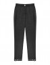 Black Textured Snap Accessory Trousers