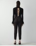 Black Textured Snap Accessory Trousers