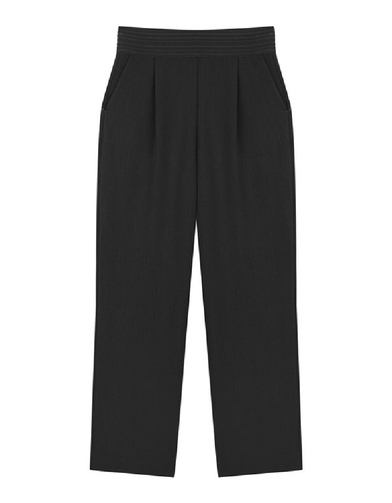 Black Textured Carrot Fit Trousers