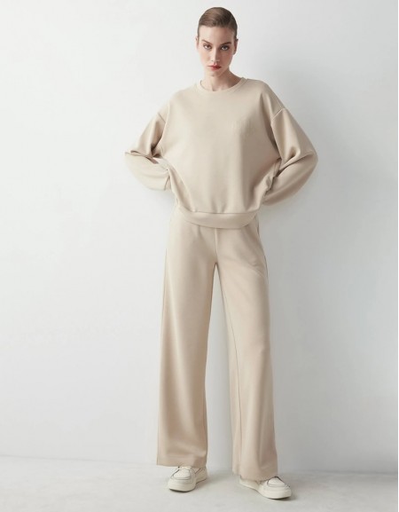 Stone Elastic Waist Knitted Trousers