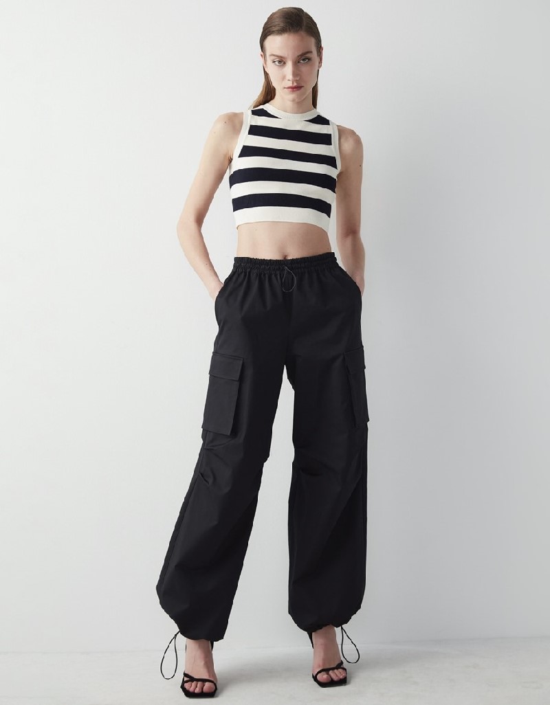 Black Cargo Pocket Trousers