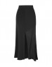 Black Cupro Mix High Waist Midi Skirt