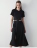 Black Knitwear Mix Crepe Skirt