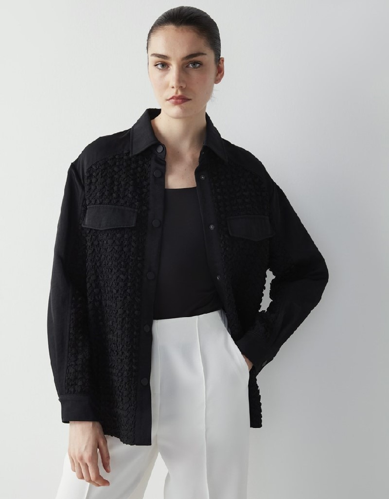 Black Fabric Mix Jacket