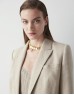 Beige Glitter Striped Tweed Blazer