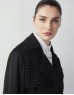 Black Fabric Mix Belt Trench Coat