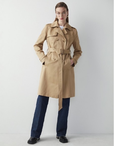 Natural Classic Trench Coat With Belt Accessory
