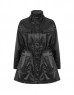 Black Shiny Textured Waist Accent Coat