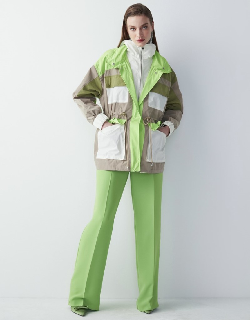 Bright Green Colorblock Adjustable Waist Coat