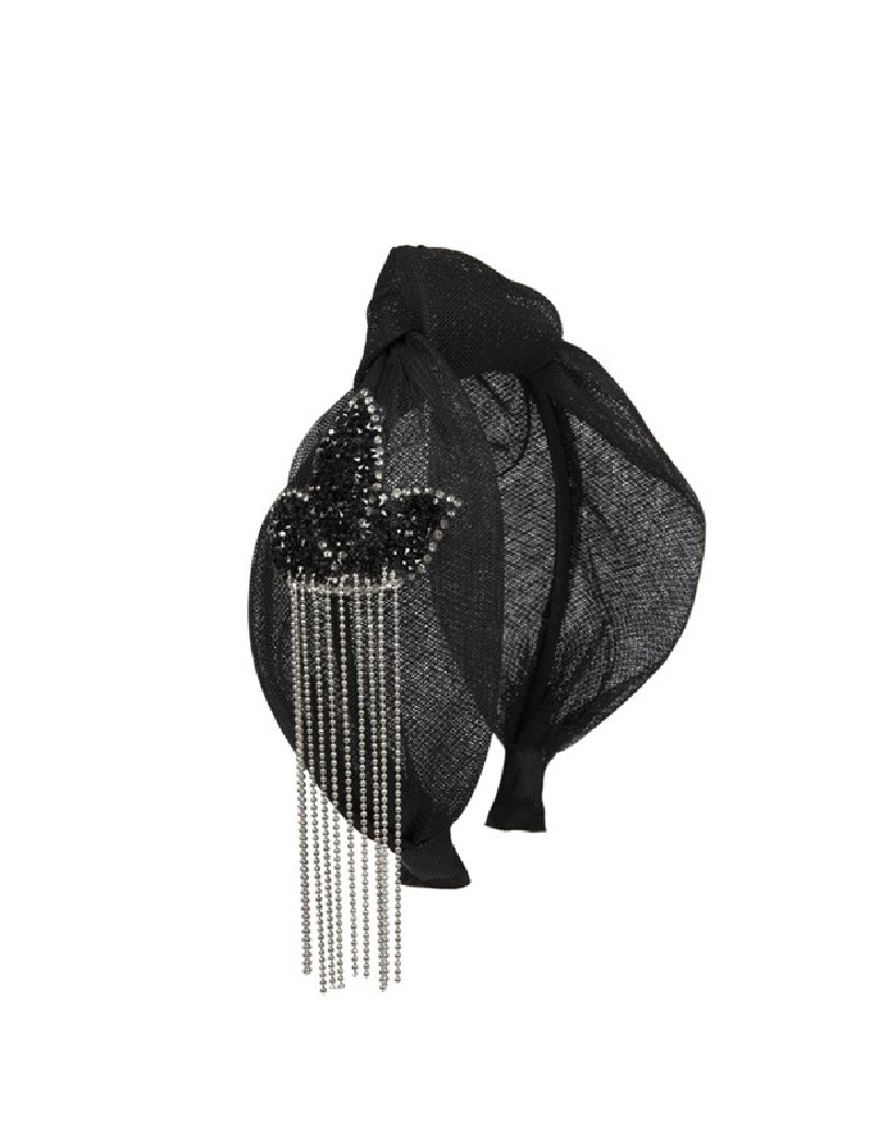 Black Hanging Stone Embroidered Hair Accessory On
