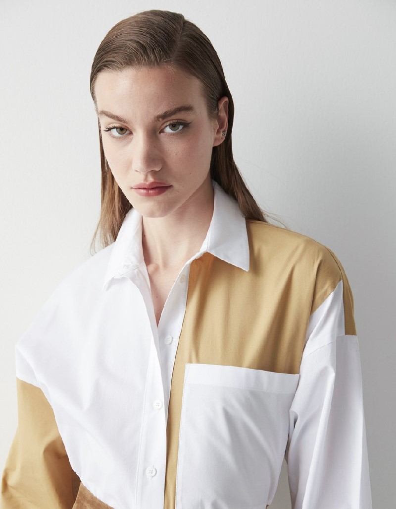 White Colorblock Comfy Cut Shirt