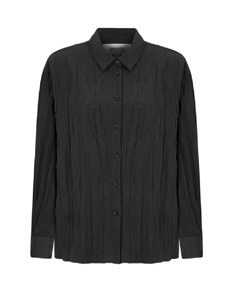 Black Comfy Cut Textured Shirt