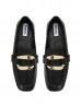 Black Leather Look Loafer With Metal Buckle