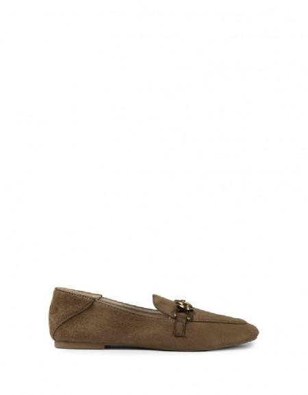 Beige Metal Buckle Loafer