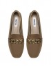 Beige Metal Buckle Loafer