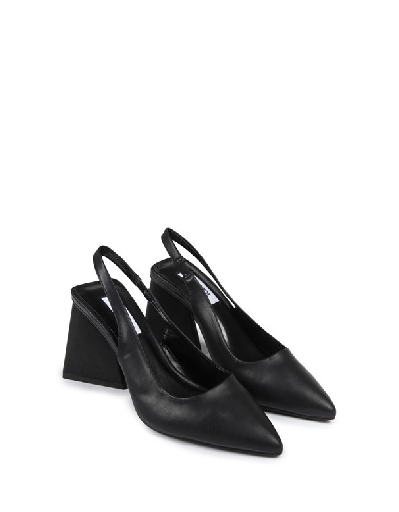 Black Geometric Heel Tape Back Heeled Shoes