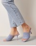 Blue Straw Look Heeled Slippers