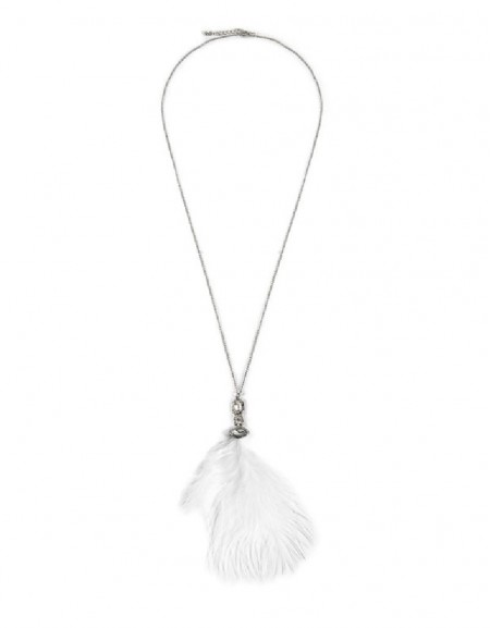 White  Crystal Stone Feather Necklace