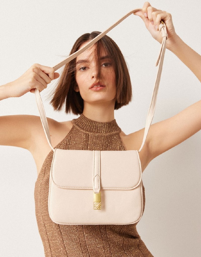 Beige Monogram Buckle Bag
