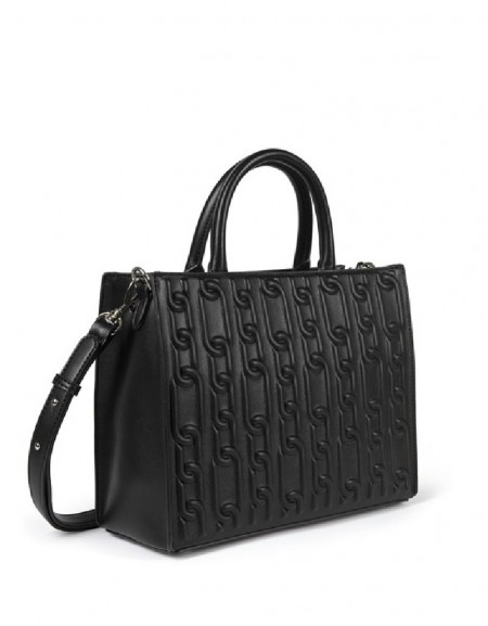 Black Textured Leather Look Bag