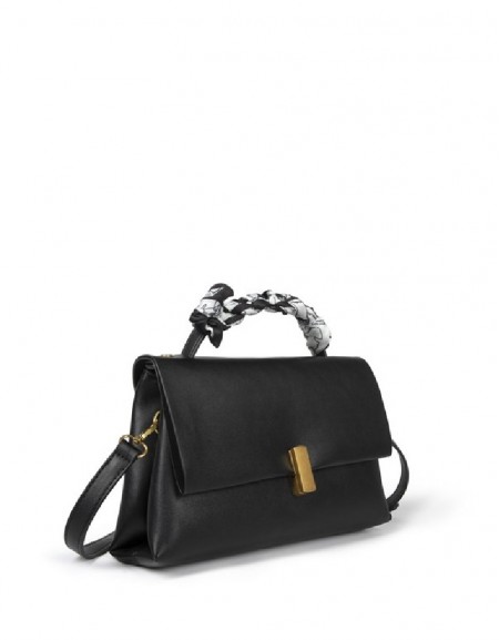 Black Metal Buckle Bag With Foulard Accessory