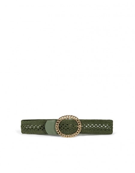 Green Large Metal Buckle Mesh Belt