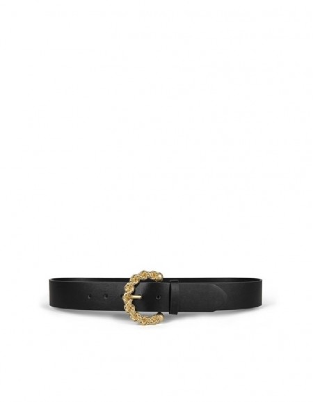Black Metal Helical Buckle Belt