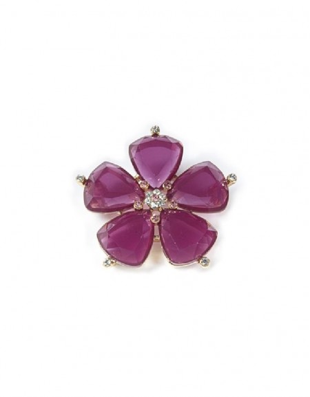 Pink  Mixed Crystal Stone Flower Brooch