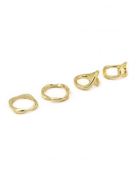 Gold Set Of Four Metal Rings