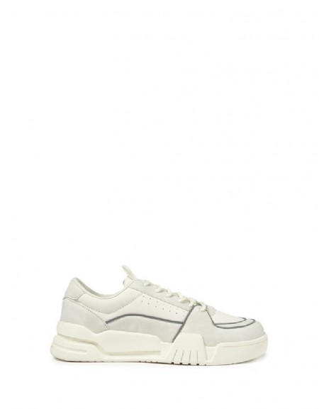 White Faux Suede Mix Sneaker