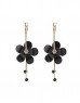 Black Crystal Stone Flower Earrings