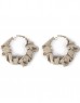 Beige  Crystal Stone Printed Fabric Hoop Earrings