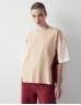 Apricot Colorblock Fabric Mix T-Shirt